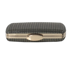 Striped Grey Pink PU Clutches Bag Phone Purse Handbag Women