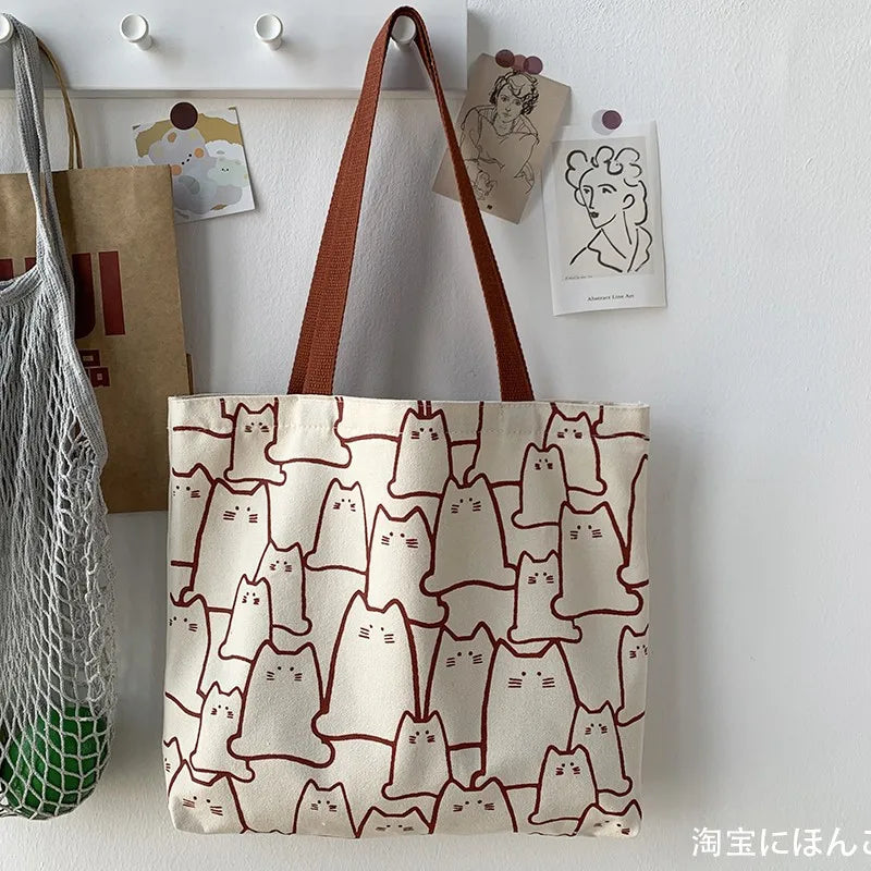 Girls Canvas Shoulder Tote Bag Eco Reusable Shopping Bag