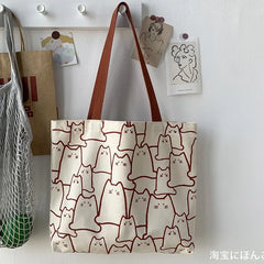 Girls Canvas Shoulder Tote Bag Eco Reusable Shopping Bag