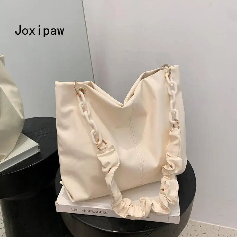 Summer Pu Leather Shoulder Bag Large Capacity Handbag Solid Female Bags