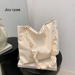 Summer Pu Leather Shoulder Bag Large Capacity Handbag Solid Female Bags