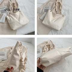 Summer Pu Leather Shoulder Bag Large Capacity Handbag Solid Female Bags
