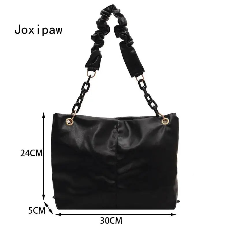 Summer Pu Leather Shoulder Bag Large Capacity Handbag Solid Female Bags