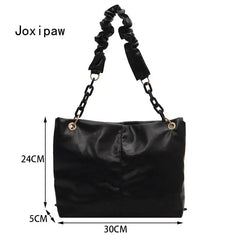 Summer Pu Leather Shoulder Bag Large Capacity Handbag Solid Female Bags