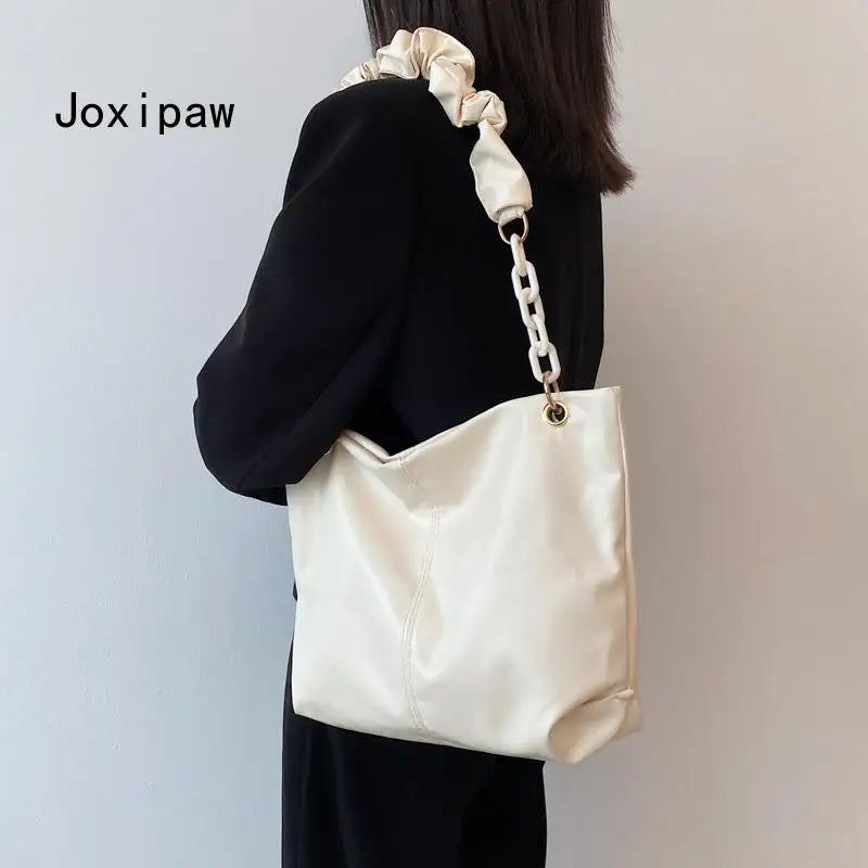 Summer Pu Leather Shoulder Bag Large Capacity Handbag Solid Female Bags