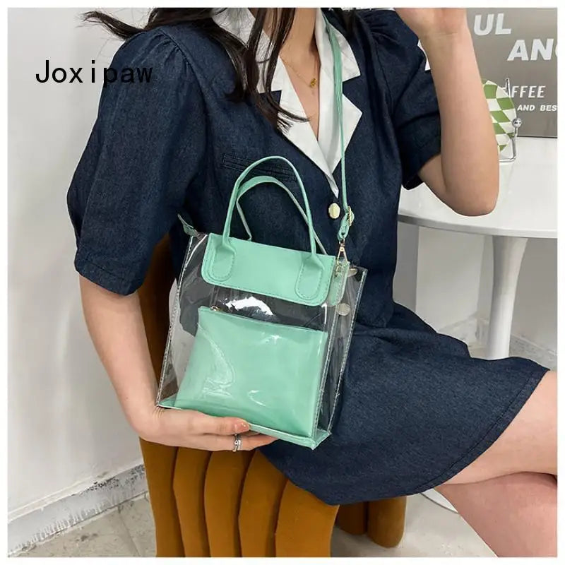 Summer PU Leather Shoulder Bag for Women Vintage PVC Crossbody Bags