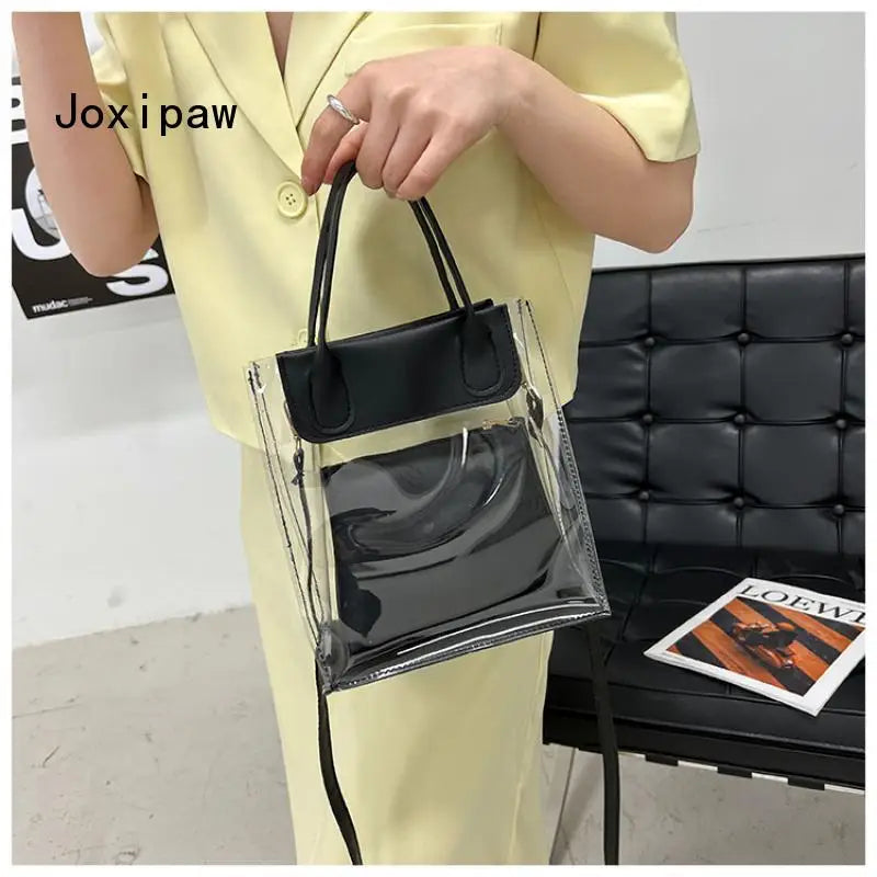 Summer PU Leather Shoulder Bag for Women Vintage PVC Crossbody Bags