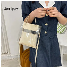 Summer PU Leather Shoulder Bag for Women Vintage PVC Crossbody Bags