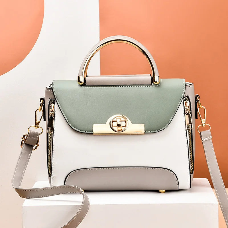 Summer Women's Handbag Contrast Small Square Bag Pu One Shoulder Diagonal Bag Wo