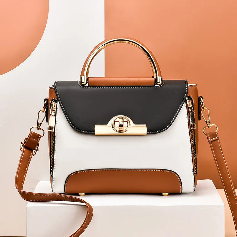 Summer Women's Handbag Contrast Small Square Bag Pu One Shoulder Diagonal Bag Wo
