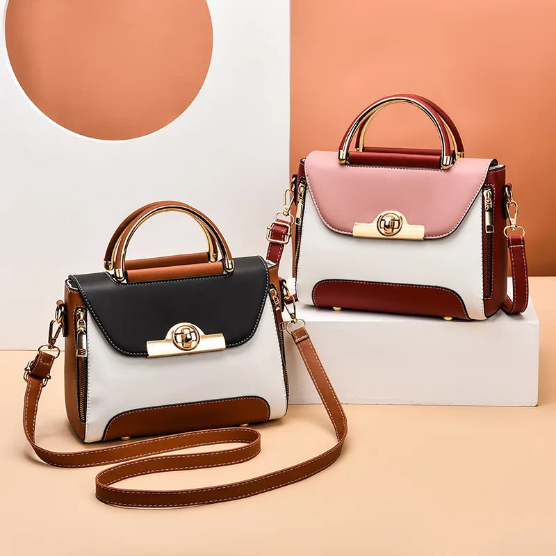 Summer Women's Handbag Contrast Small Square Bag Pu One Shoulder Diagonal Bag Wo