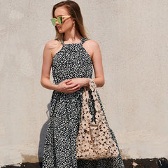 Summer Hollow Cotton Linen Women's Bag High Flower Woven Handbag