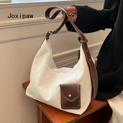 Summer Vintage Canvas Shoulder Bag Large Capacity Zipper Female Tote Handbag