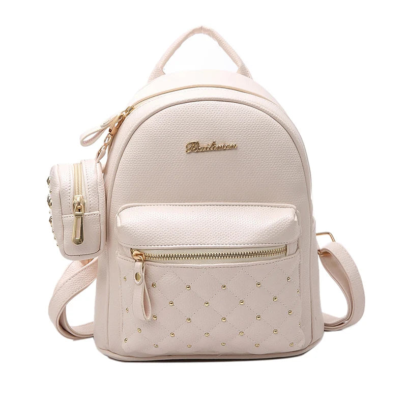 Summer Vintage Retro Lady PU Leather Mini Backpack School Bags for Teenagers