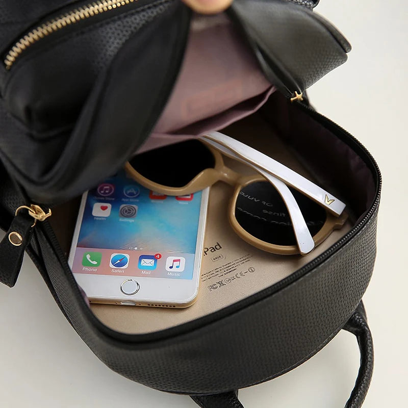 Summer Vintage Retro Lady PU Leather Mini Backpack School Bags for Teenagers