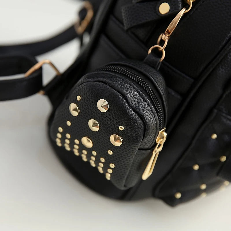 Summer Vintage Retro Lady PU Leather Mini Backpack School Bags for Teenagers
