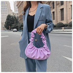 Summer Pleated Handbags for Women PU Cloud Bags Armpit Bag