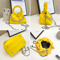 Summer Pleated Handlebags For Women PU Cloud Bags Casual Shopping Shoulder Bags