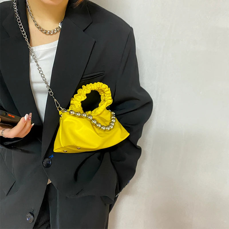 Summer Pleated Handlebags For Women PU Cloud Bags Casual Shopping Shoulder Bags