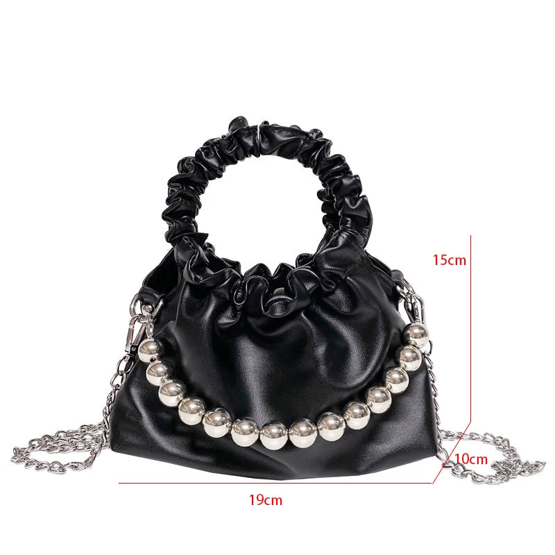Summer Pleated Handlebags For Women PU Cloud Bags Casual Shopping Shoulder Bags