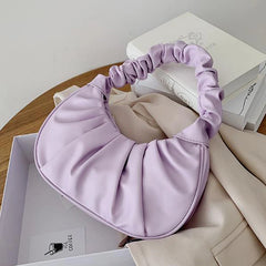 Summer Pleated Handlebags Women PU Cloud Bags