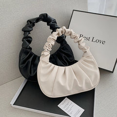 Summer Pleated Handlebags Women PU Cloud Bags