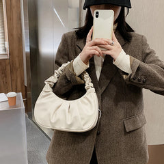 Summer Pleated Handlebags Women PU Cloud Bags