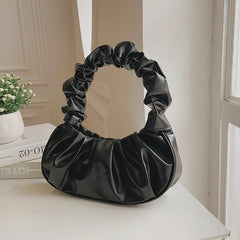 Summer Pleated Handlebags for Women PU Cloud Bags Leisure Shoulder Bags
