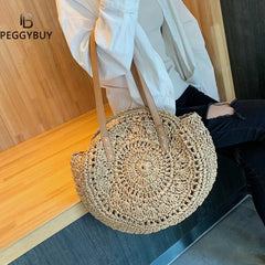 Summer Round Straw Bags for Women Rattan Bag Woven Beach CrossBody Bag
