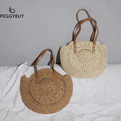 Summer Round Straw Bags for Women Rattan Bag Woven Beach CrossBody Bag