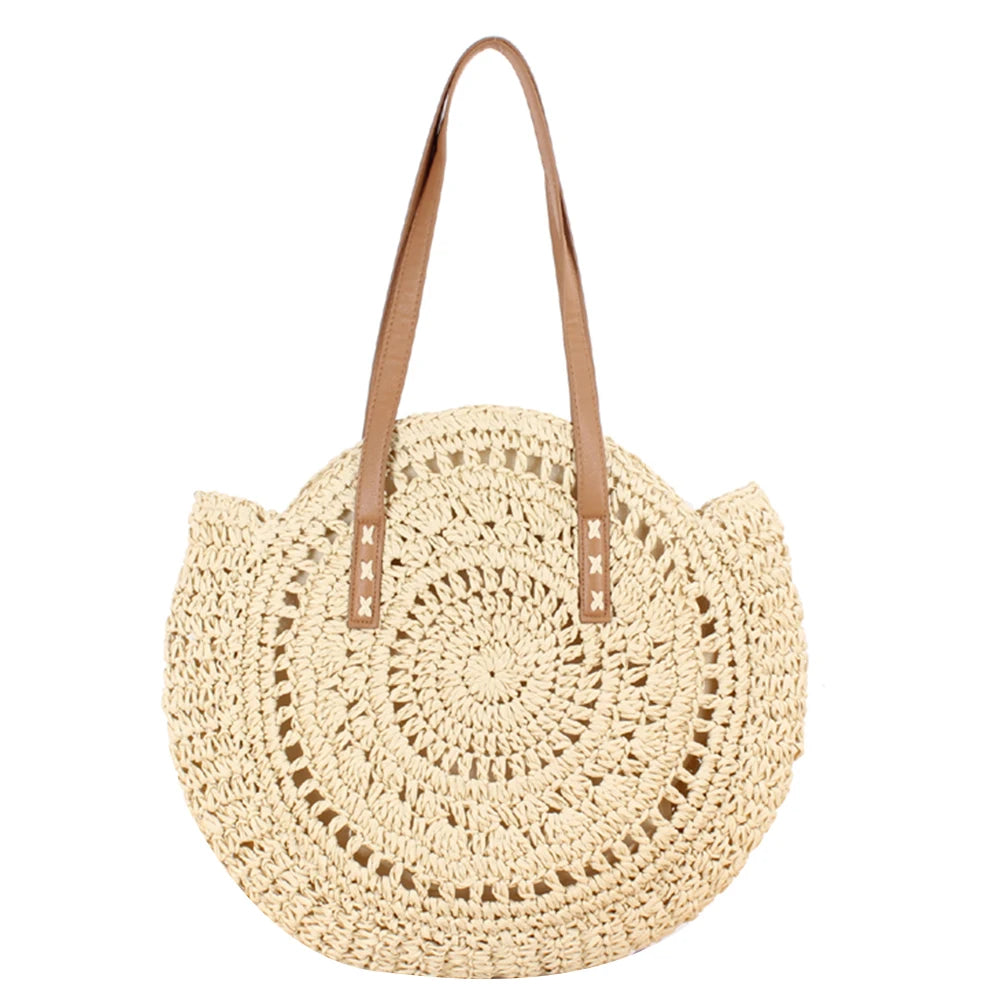 Summer Round Straw Bags for Women Rattan Bag Woven Beach CrossBody Bag