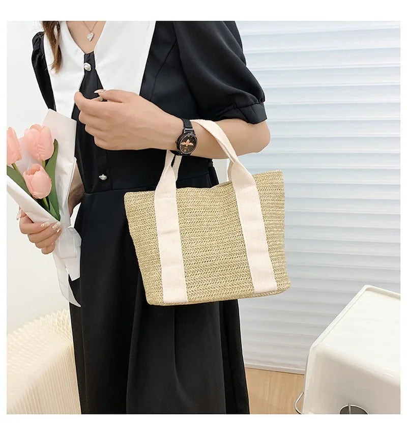 Summer Straw Bags Women Woven Beach Handbags Tote Clutch High The Bag