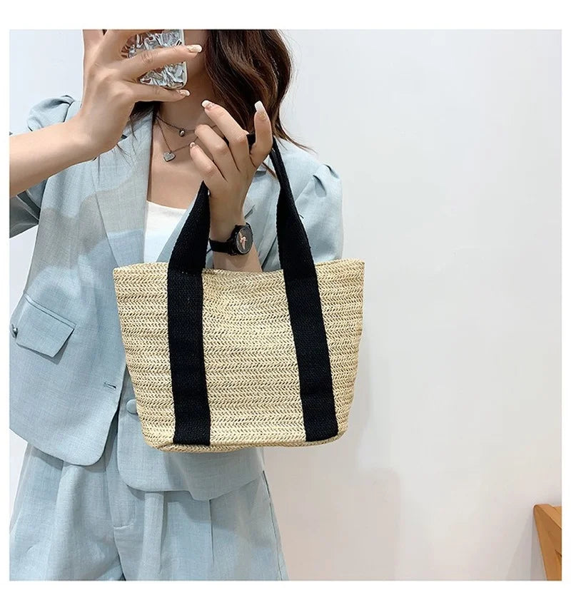 Summer Straw Bags Women Woven Beach Handbags Tote Clutch High The Bag