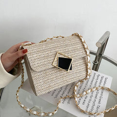Straw Shoulder Bag Crossbody Chain Handbag for Women Casual Vacation