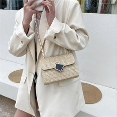 Straw Shoulder Bag Crossbody Chain Handbag for Women Casual Vacation