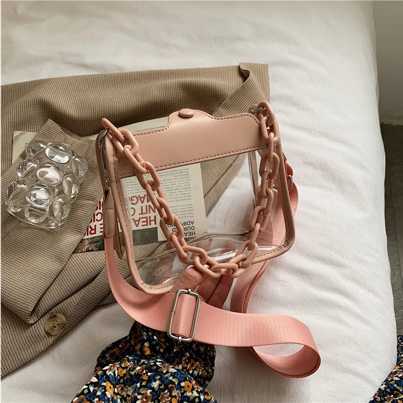 Clear Transparent Crossbody Bag Jelly Handbags Acrylic Chain Shoulder Bag