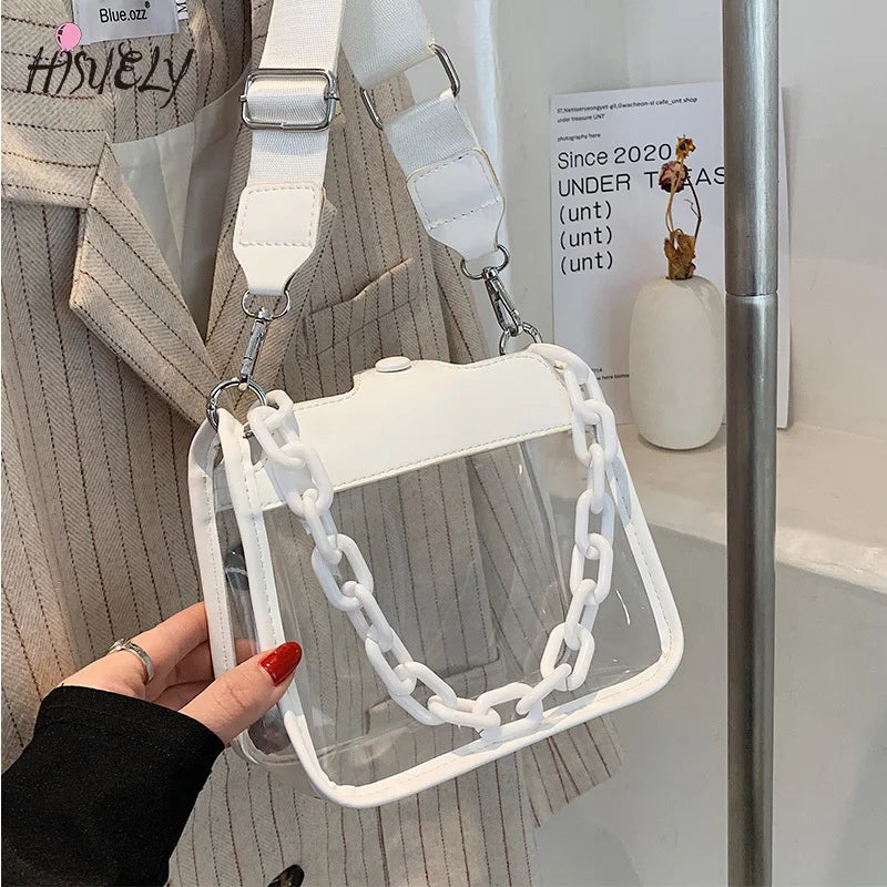 Clear Transparent Crossbody Bag Jelly Handbags Acrylic Chain Shoulder Bag