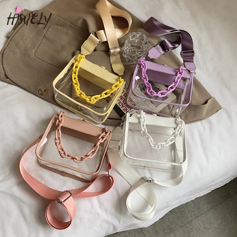 Clear Transparent Crossbody Bag Jelly Handbags Acrylic Chain Shoulder Bag
