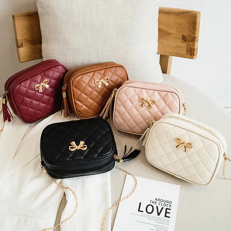 Small Messenger Bag with Tassel and Embroidery, Female Shoulder Bag
