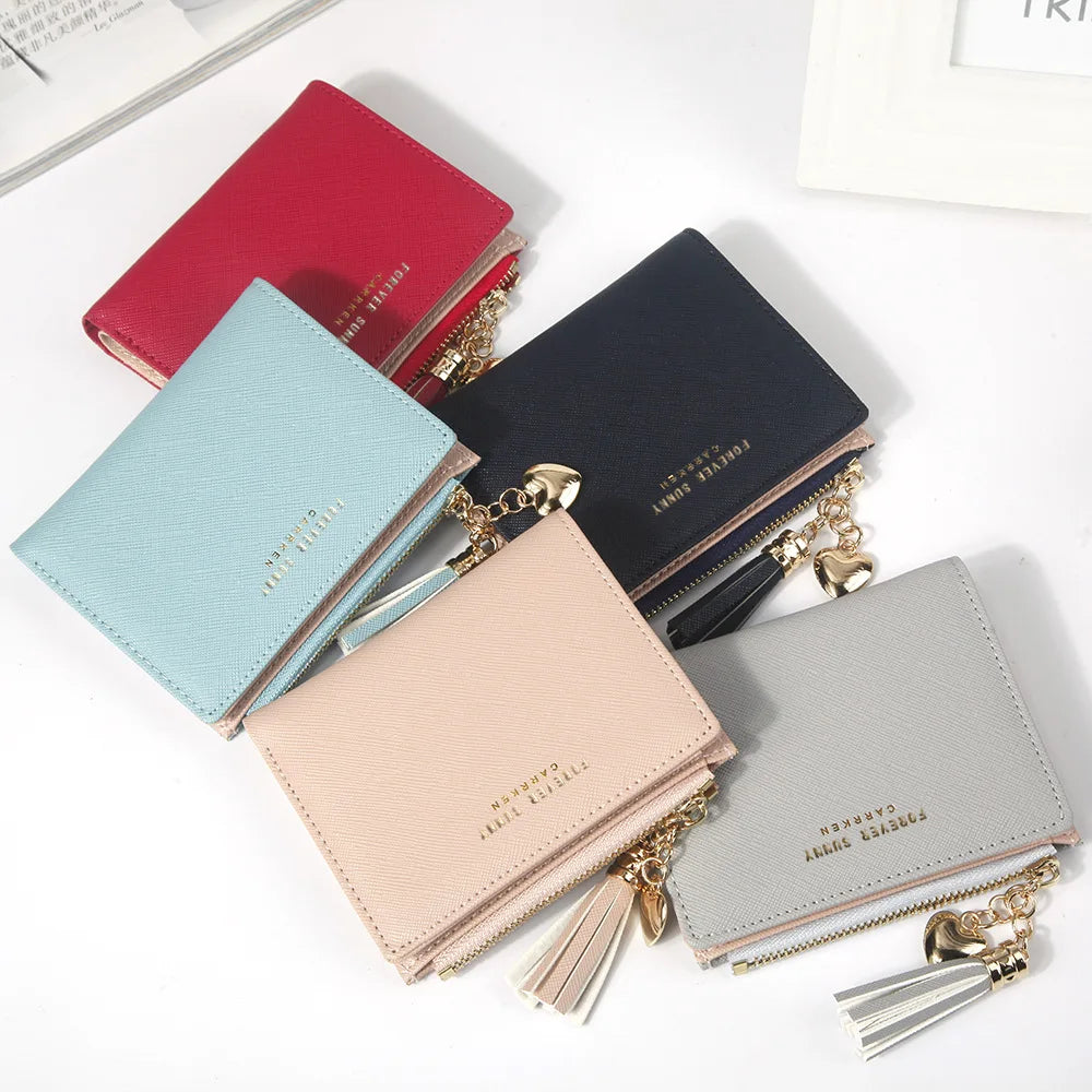 Tassel Women Wallet Small Leather Zipper Purses Portefeuille Female Purse Clutch