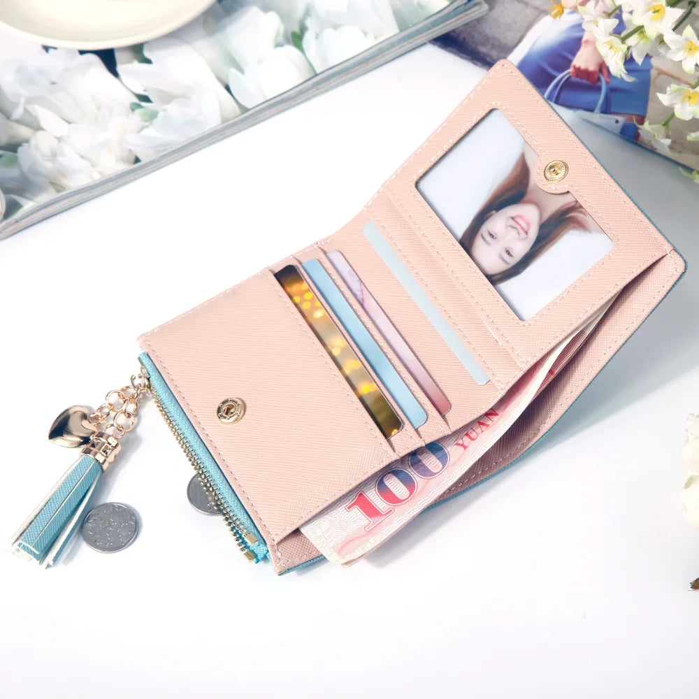 Tassel Women Wallet Small Leather Zipper Purses Portefeuille Female Purse Clutch
