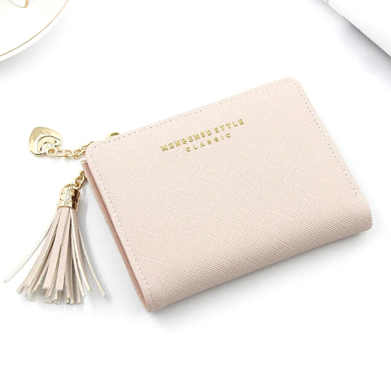 Tassel Women Wallet Small Wallet Women Short Leather Zipper Purses Portefeuille