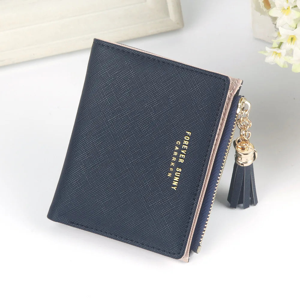Tassel Women Wallet Short Leather Women Wallets Zipper Purses