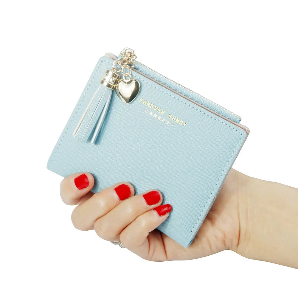 Tassel Women Wallet Short Leather Women Wallets Zipper Purses