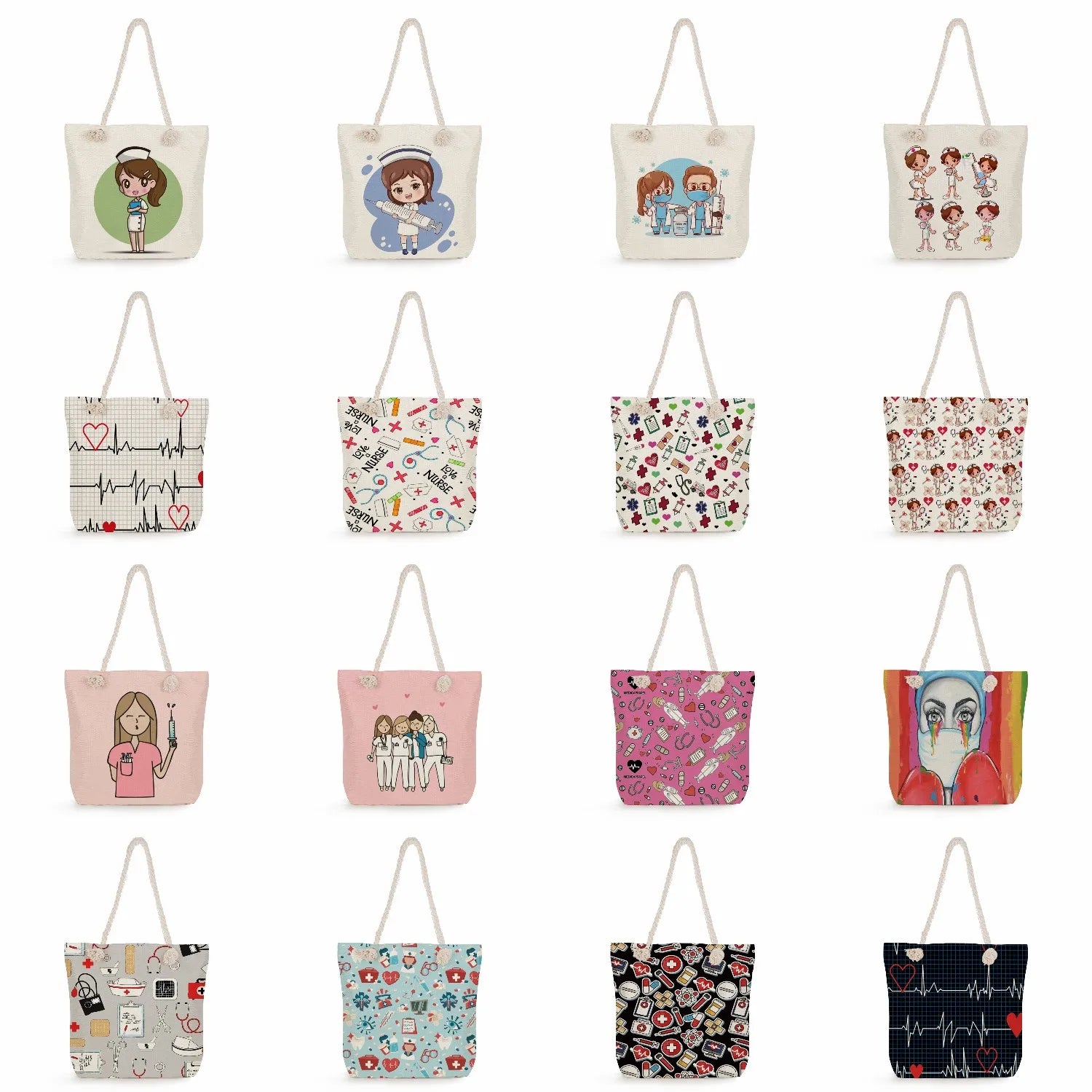 Eco-Friendly Beach Bag Cartoon Print Women Shoulder Bag