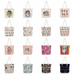 Eco-Friendly Beach Bag Cartoon Print Women Shoulder Bag