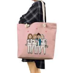 Eco-Friendly Beach Bag Cartoon Print Women Shoulder Bag
