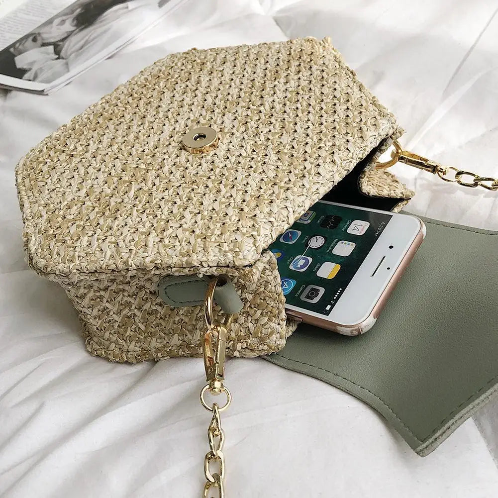 Summer Beach Straw Bags For Women Woven Shoulder Crossbody Bag
