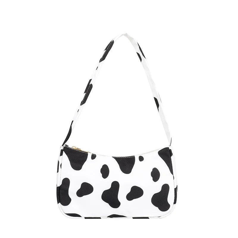 Nylon Plaid Leopard Print Shoulder Bag for Women