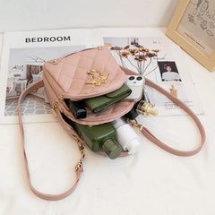 Embroidered Women's Backpack PU Leather Schoolbag